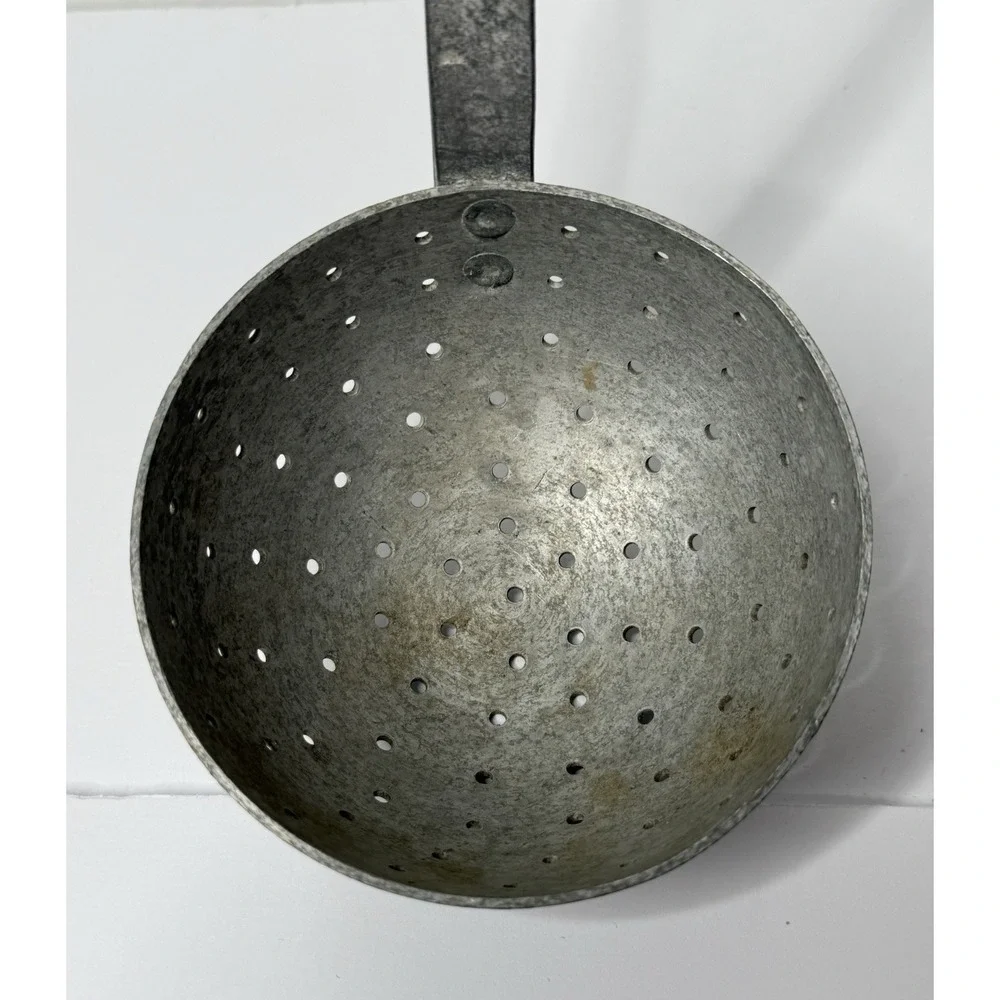 Antique Aluminum Farmhouse Pierced Kitchen Ladle Cooking Strainer Germany 10 B F